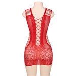 Robe rouge moulante ajourée filet Paris Hollywood