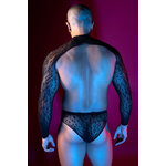 Ensemble top et slip noir en maille résille