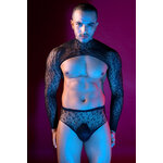 Ensemble top et slip noir en maille résille