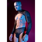 Ensemble top et slip noir en maille résille