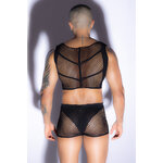 Ensemble top et boxer noir en maille résille
