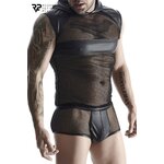 T-shirt à capuche wetlook et mesh