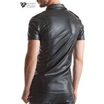 Chemise manches courtes wetlook noire Luca