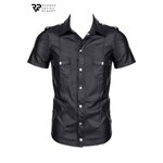 Chemise manches courtes wetlook noire Luca