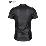 Chemise manches courtes wetlook noire Luca
