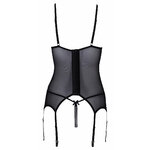 Guêpière seins nus et string ouvert résille et perles - Cottelli Lingerie