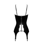 Corset porte-jarretelle vinyle Dominae F381 - Noir Handmade