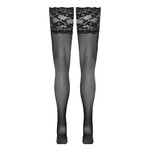 Bas autofixants large jarretière dentelle noir - Cotelli Legwear