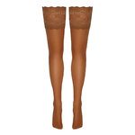 Bas autofixants large jarretière dentelle beige - Cotelli Legwear