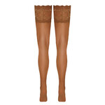 Bas autofixants large jarretière dentelle beige - Cotelli Legwear