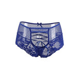 Tanga lacé dentelle taille haute Bleu
