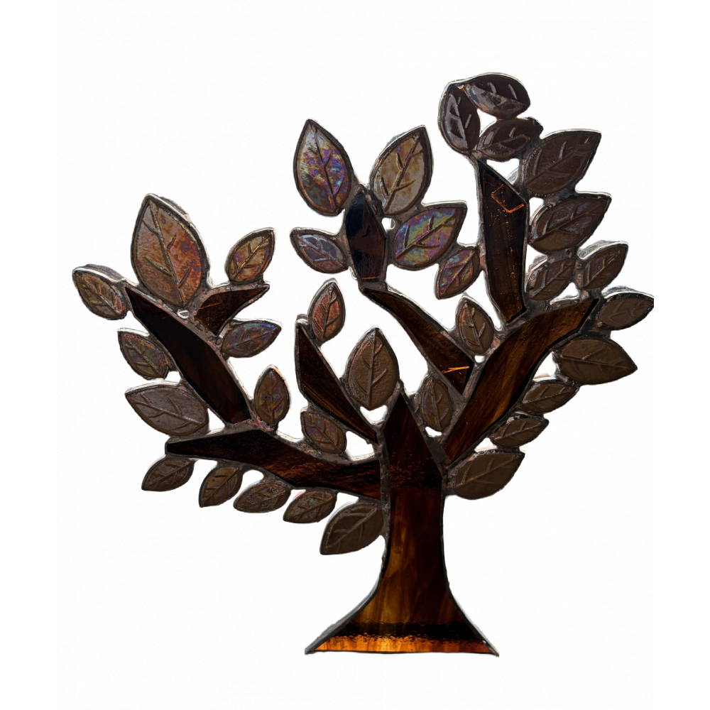 Vitrail arbre dhiver en verre coloré