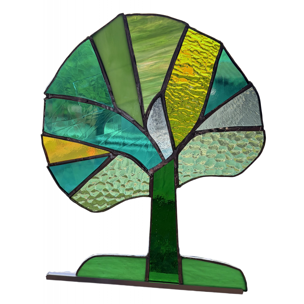 Vitrail arbre de printemps en verre coloré