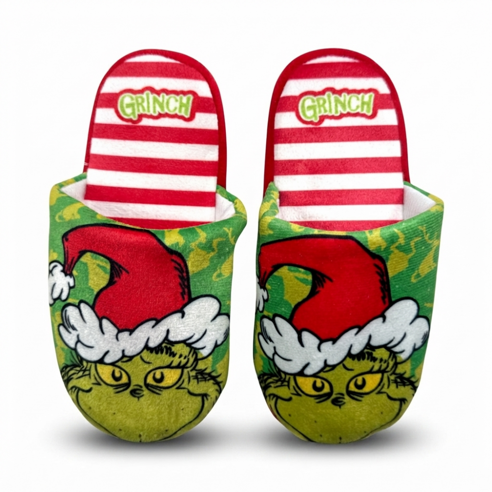 pantoufles-le-grinch-vertes-vue-face