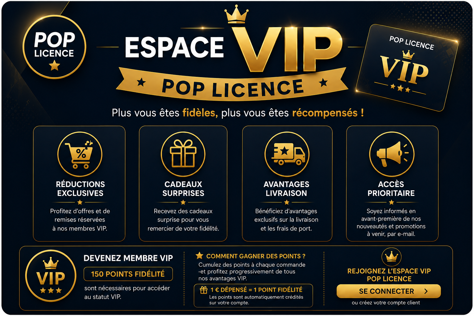 Les avantages du statut VIP Pop Licence