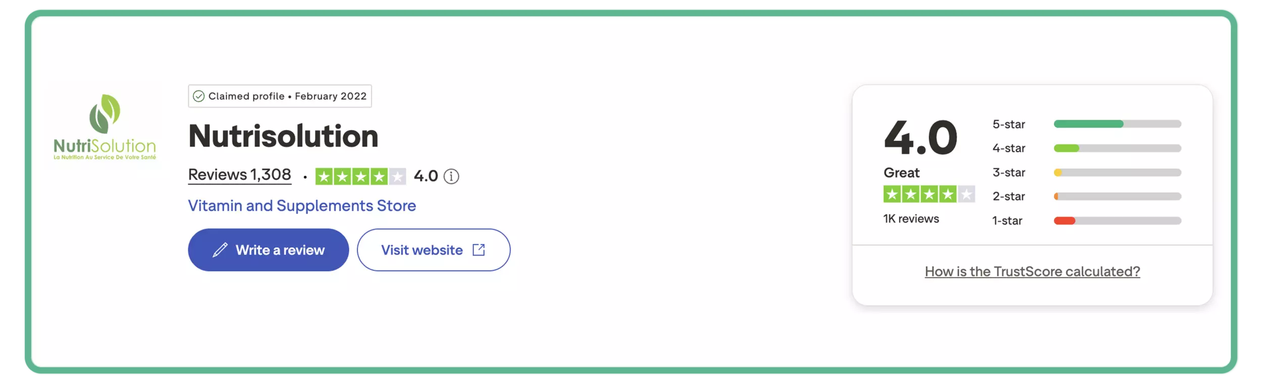 NutriSolution Trustpilot reviews