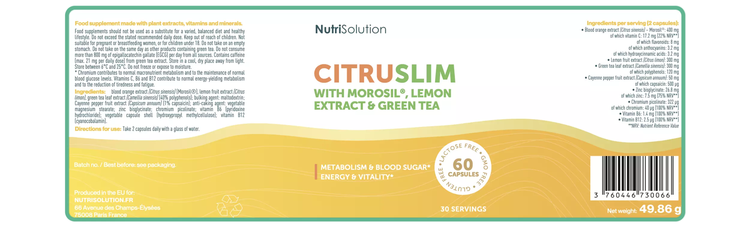 CitruSlim ingredients label