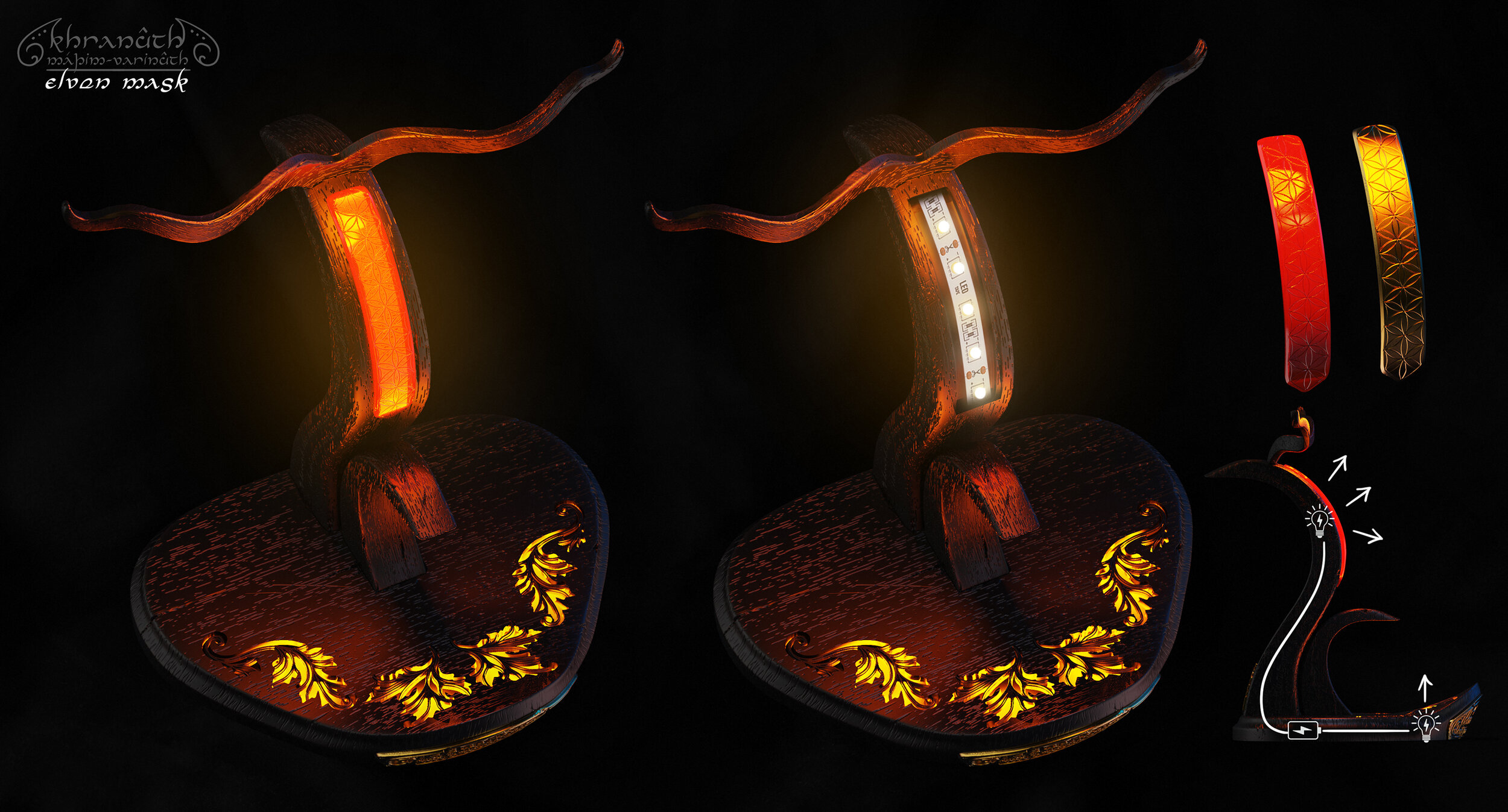 Elven Mask Render Stand Lighting