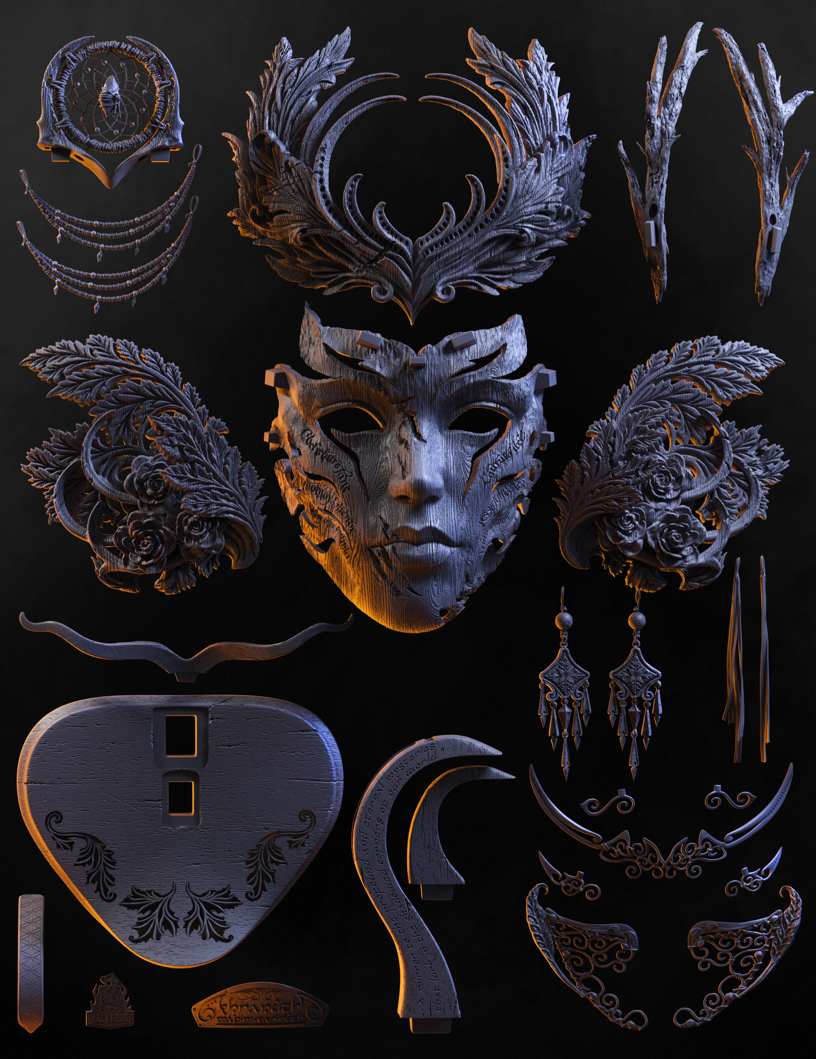 Elven Mask Render Parts