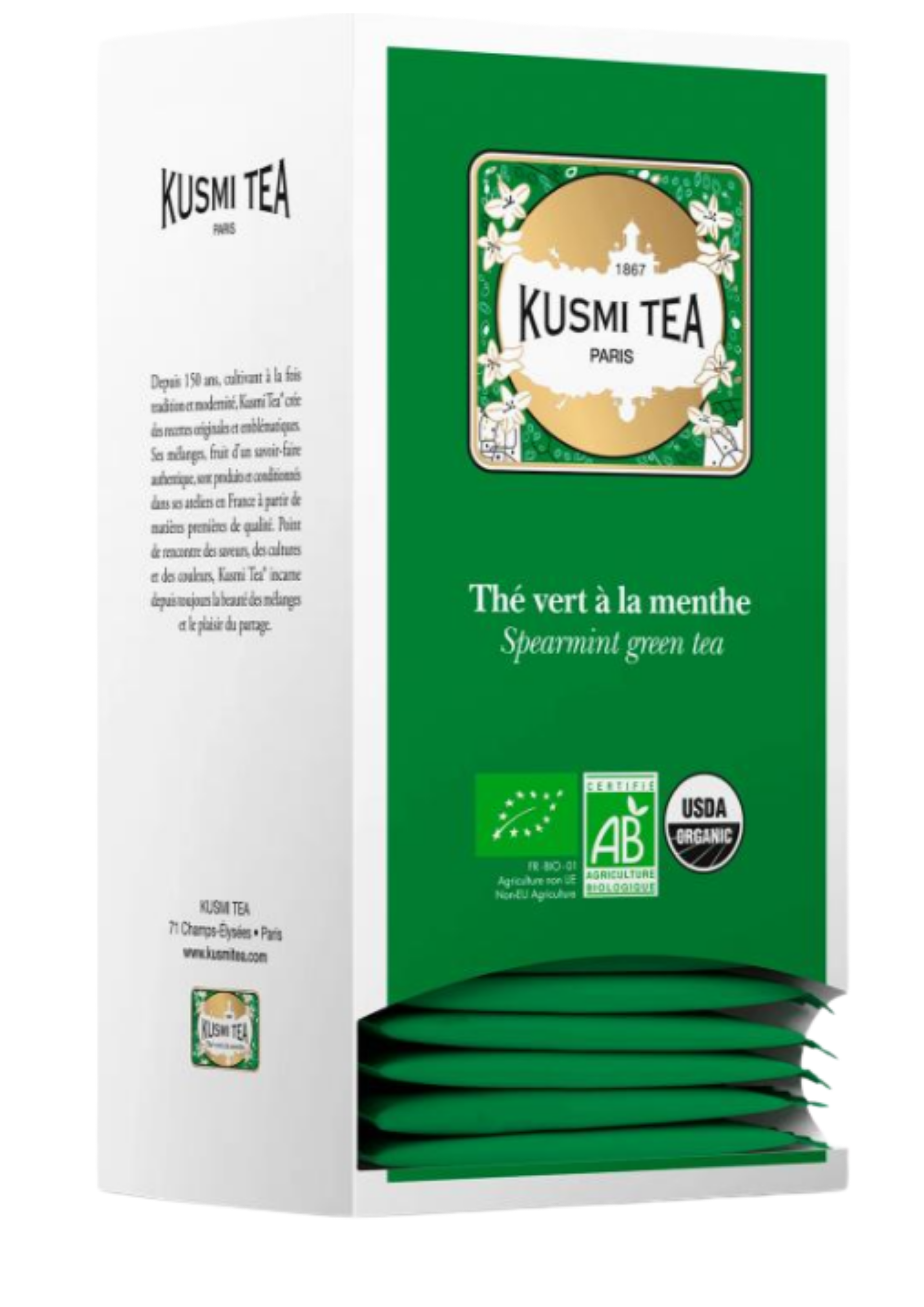 KUSMI TEA THE VERT A LA MENTHE BIO BOITE DE 25 SACHETS
