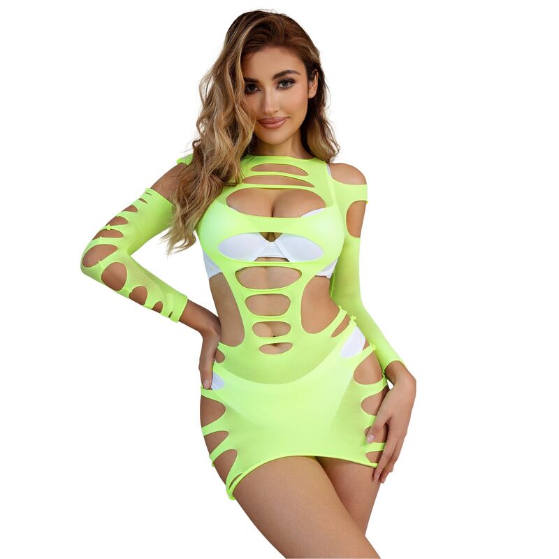robe résille élastique manches longues verte Subblime