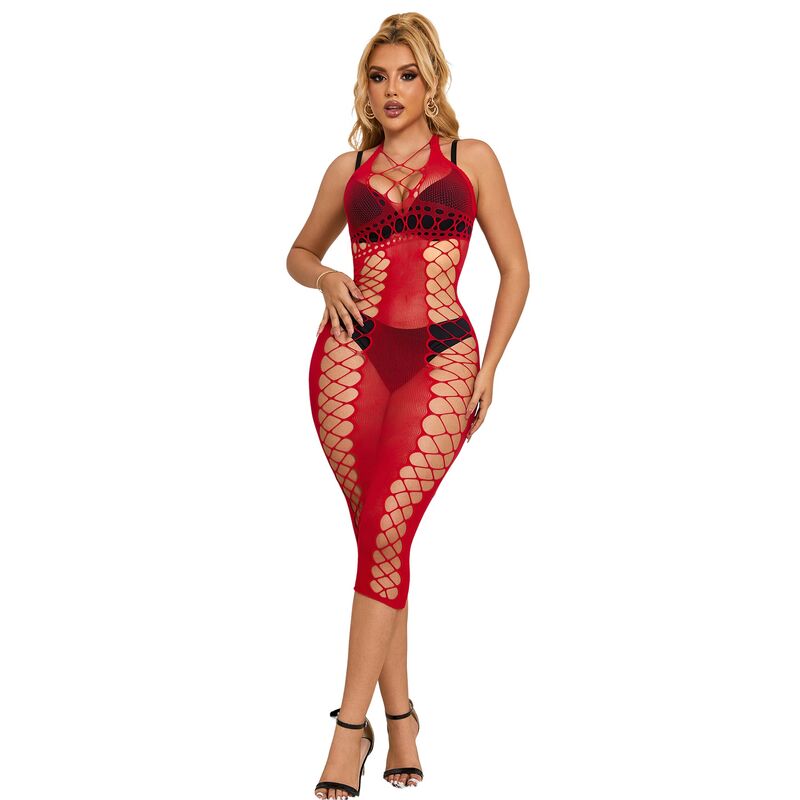 robe longue en résille rouge Subblime