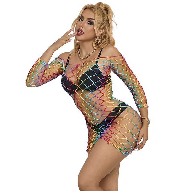 robe résille manches longues arc-en-ciel Subblime