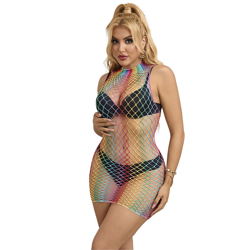 robe résille sans manches col montant arc-en-ciel Subblime