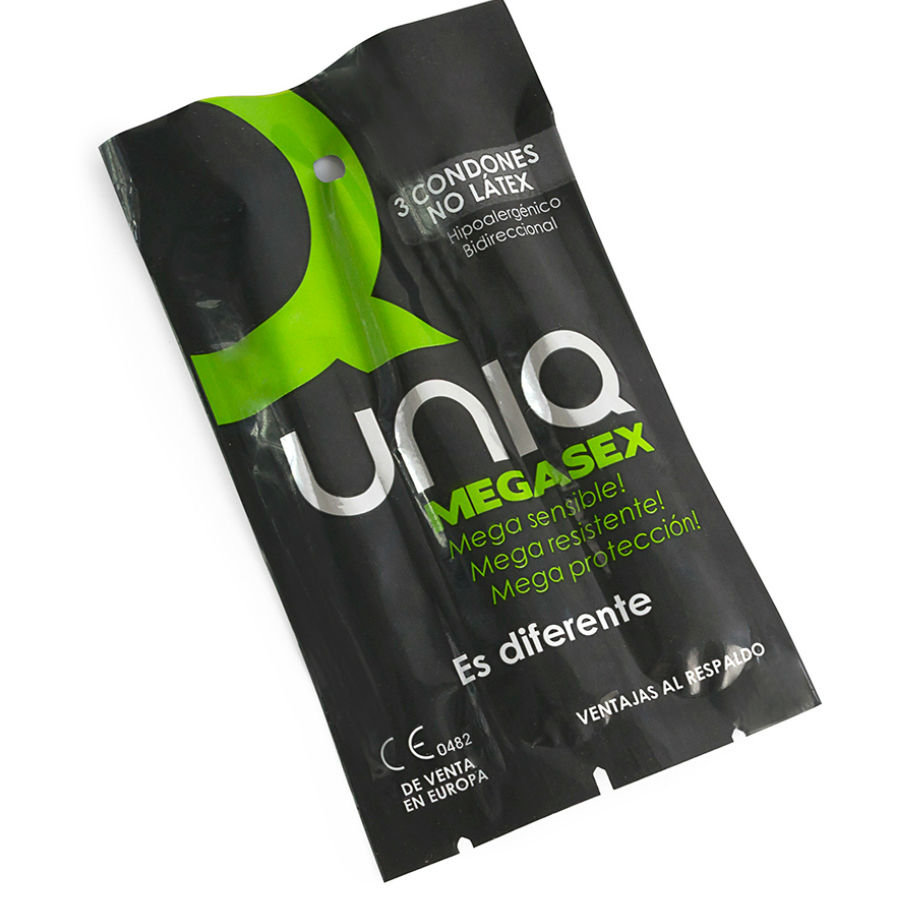 Préservatifs sans latex Uniq Megasex Sensitive 3 unités, vue 1 sur 2