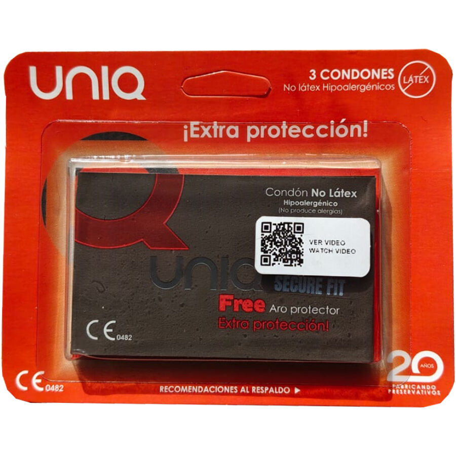 Préservatifs sans latex Uniq SecureFit 3 unités, vue 1 sur 1
