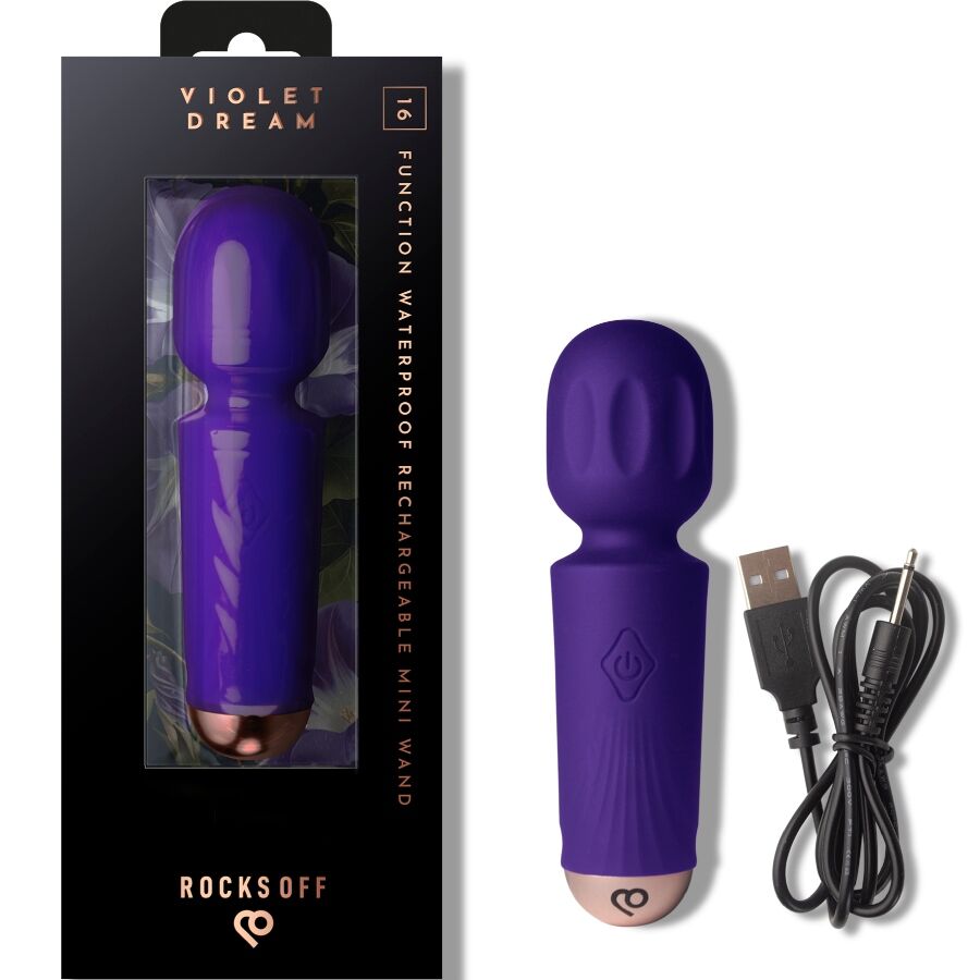 mini vibromasseur baguette rechargeable 16 fonctions violet Dream Rocks-Off, photo principale