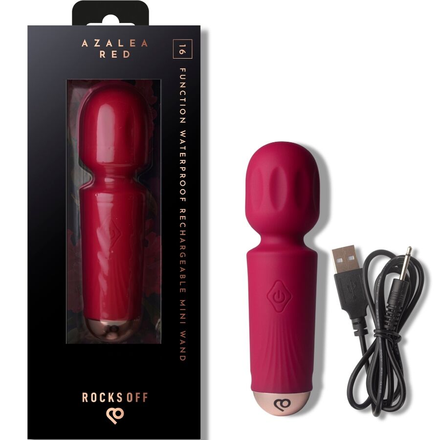 mini vibromasseur baguette rechargeable 16 fonctions rouge Azalée Rocks-Off, photo principale