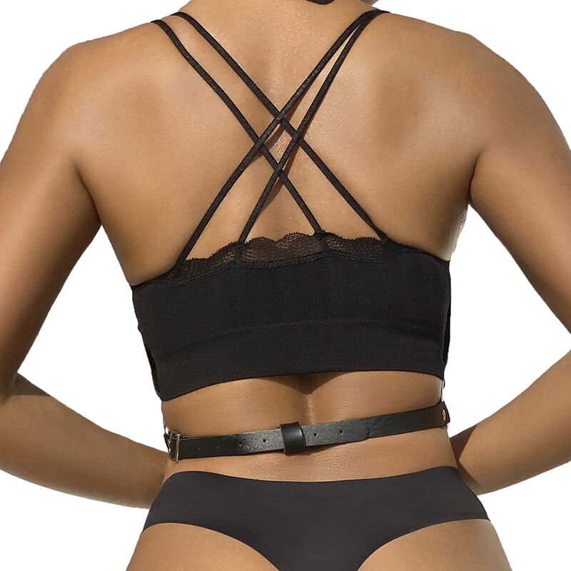 Harnais poitrine chaîne en S cuir noir Subblime vue 8 sur 11