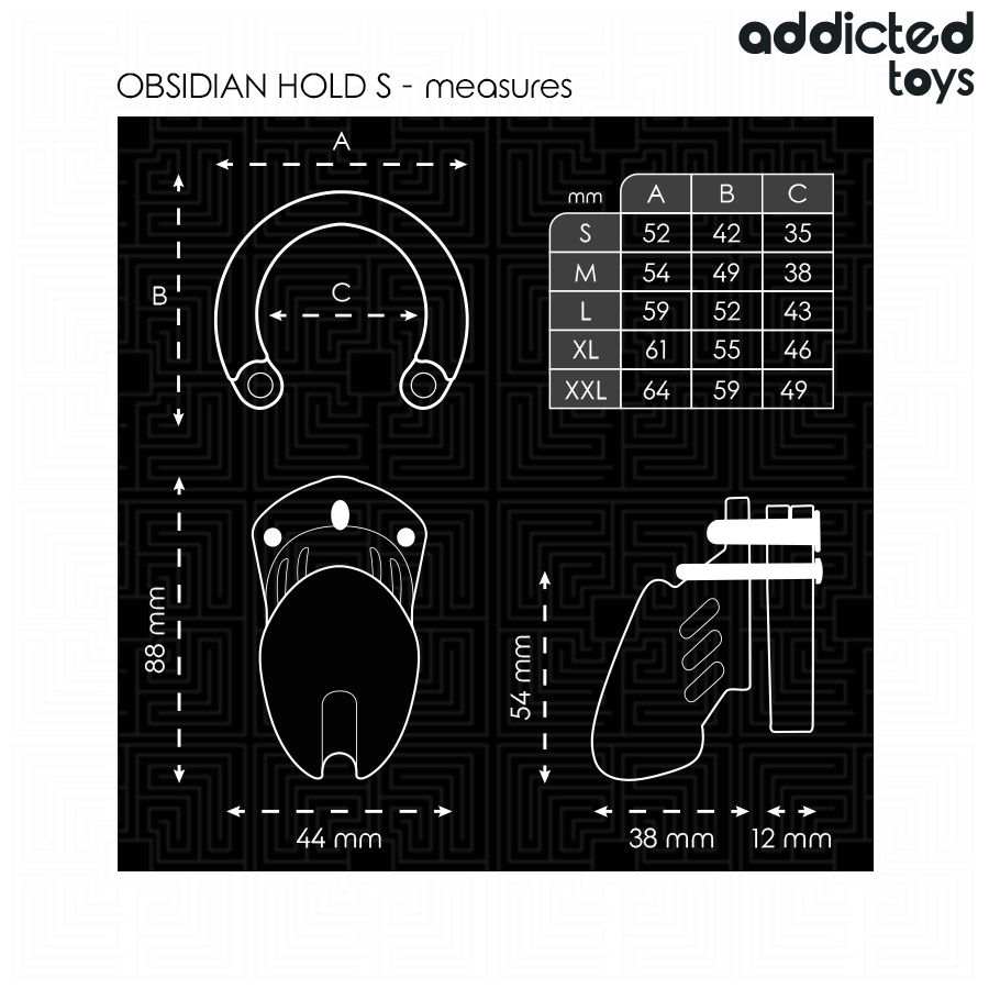 Addicted Toys Locked cage de chasteté Obsidian Hold taille S, vue 5 sur 7