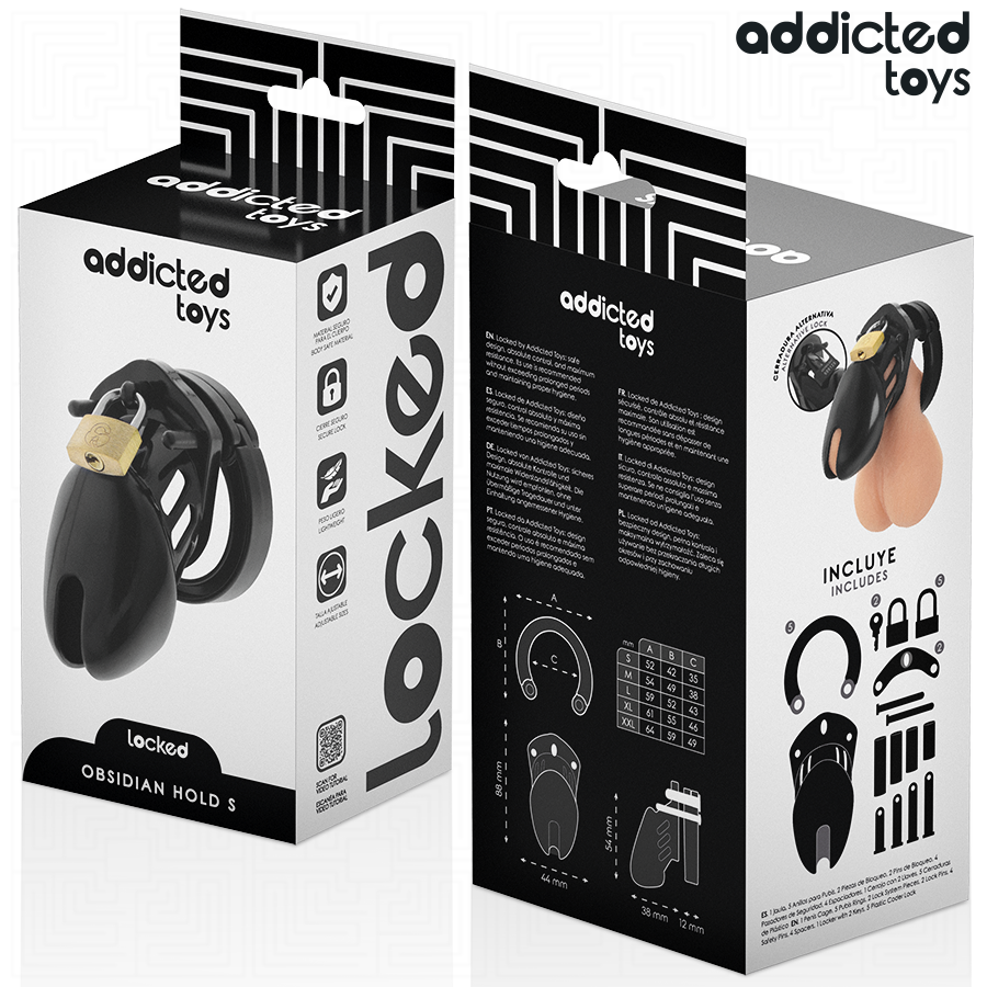 Addicted Toys Locked cage de chasteté Obsidian Hold taille S, vue 6 sur 7