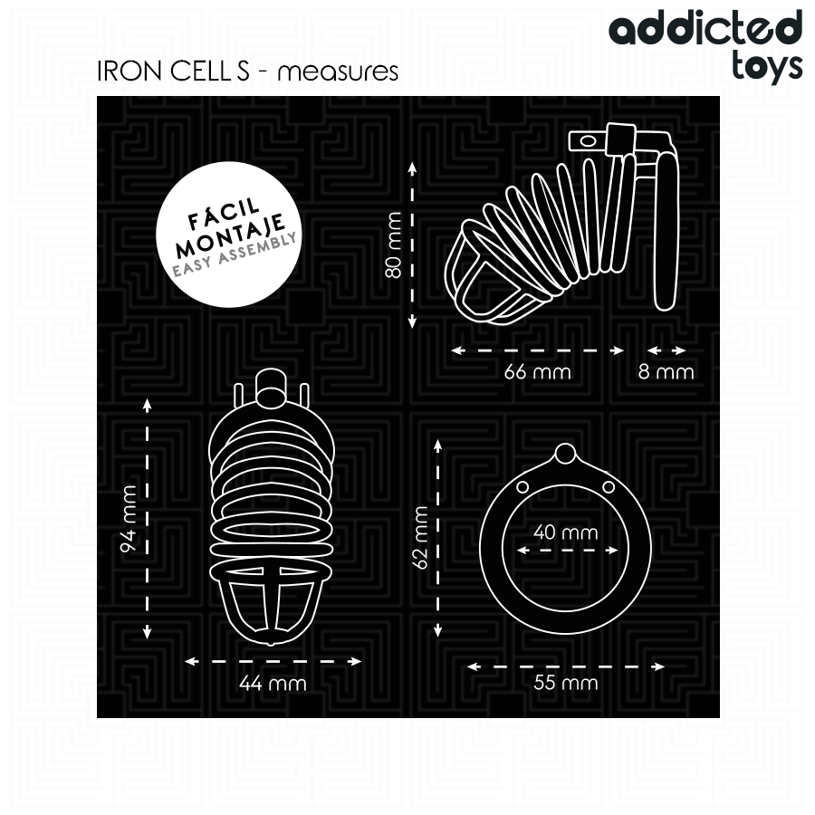 Addicted Toys Locked cage de chasteté métal Iron Cell 4 cm taille S, vue 5 sur 7