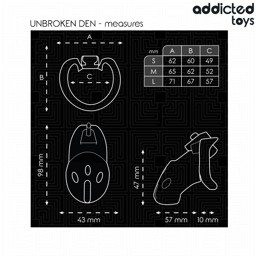 Addicted Toys Locked cage de chasteté Unbroken Den 9,8 cm, vue 5 sur 7