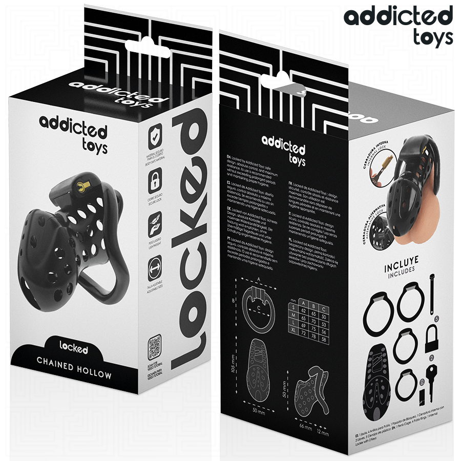 Addicted Toys Locked cage de chasteté creuse enchaînée 10,5 cm, vue 6 sur 7