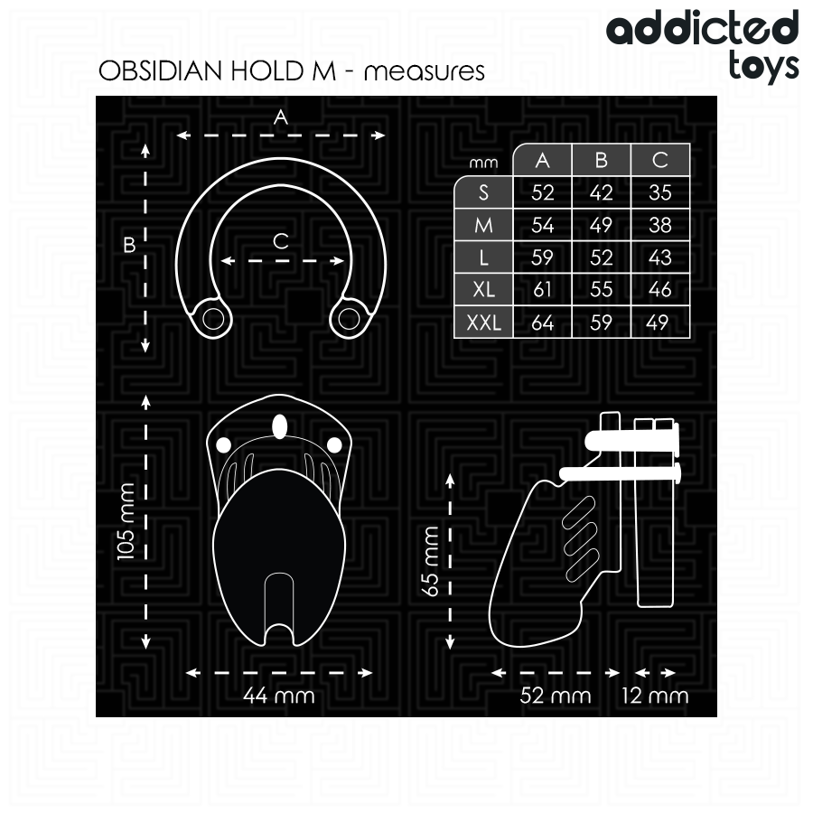 Addicted Toys Locked cage de chasteté Obsidian Hold taille M, vue 4 sur 7