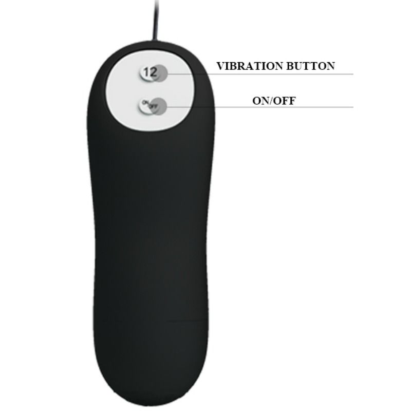 Plug anal vibrant Pretty Love forme dancre noir 12 modes, vue 2