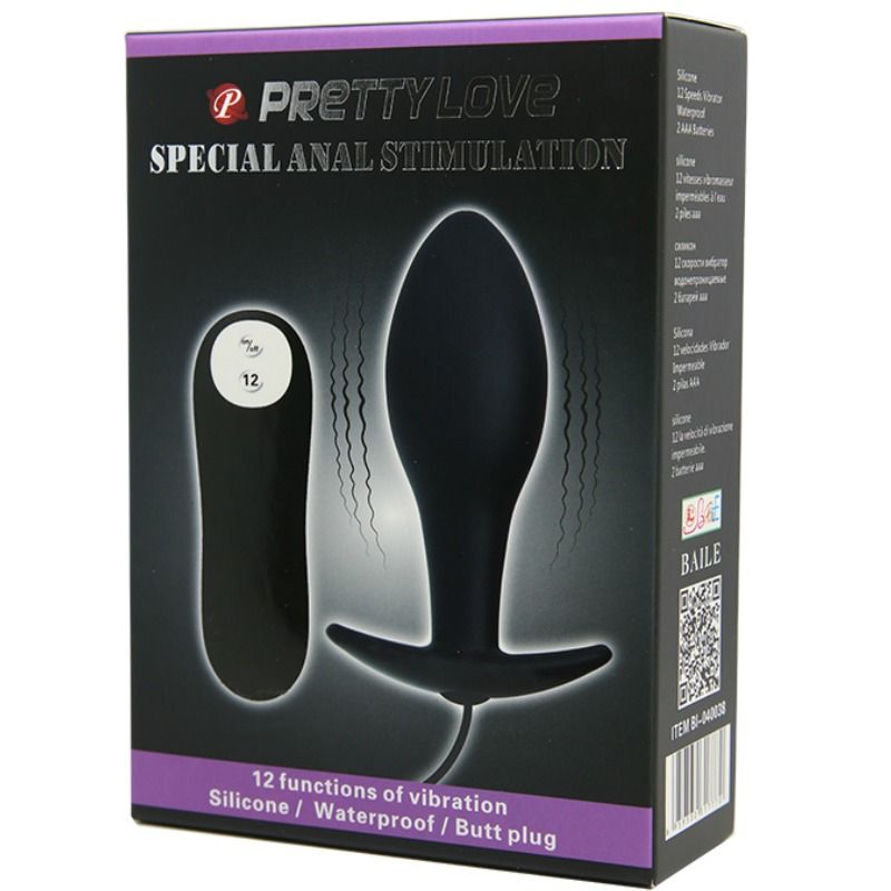 Plug anal vibrant Pretty Love forme dancre noir 12 modes, vue 3