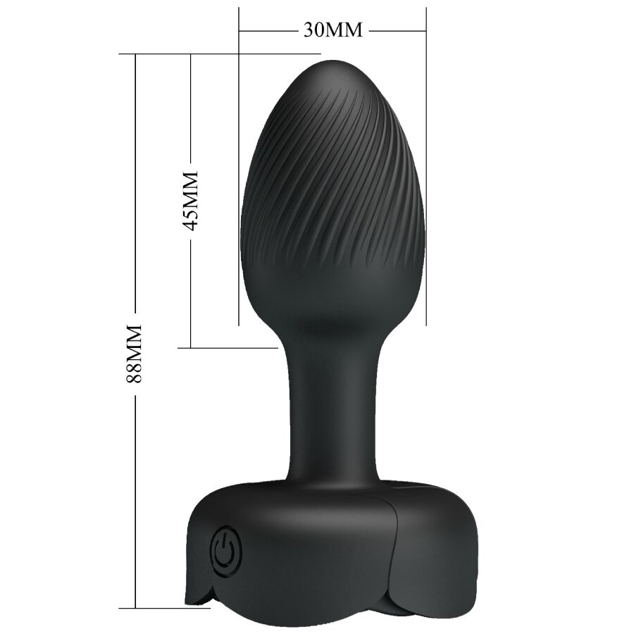 Plug anal vibrant Pretty Love Olman lumière LED noir 8,8 cm, vue 6