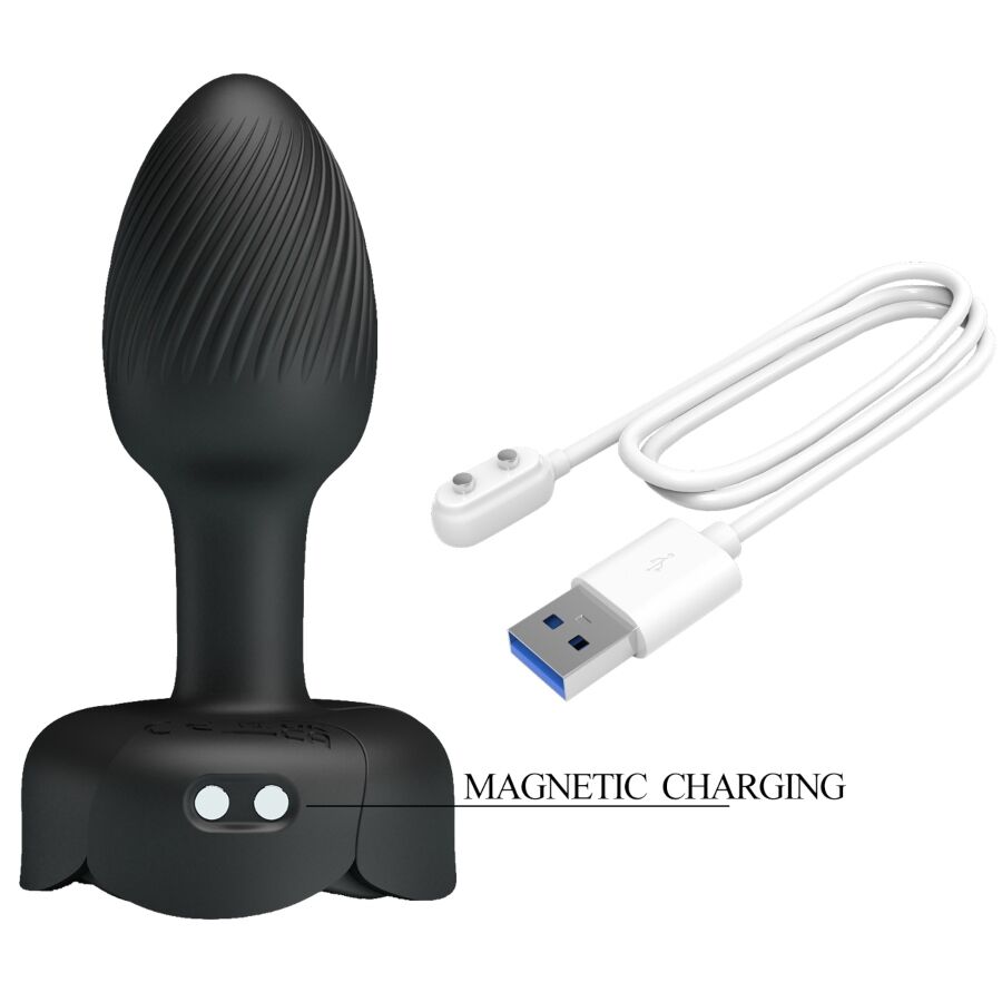 Plug anal vibrant Pretty Love Olman lumière LED noir 8,8 cm, vue 7