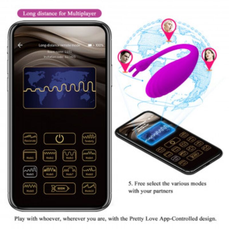 Vibromasseur connecté Pretty Love Catalina lilas avec application gratuite, vue 5