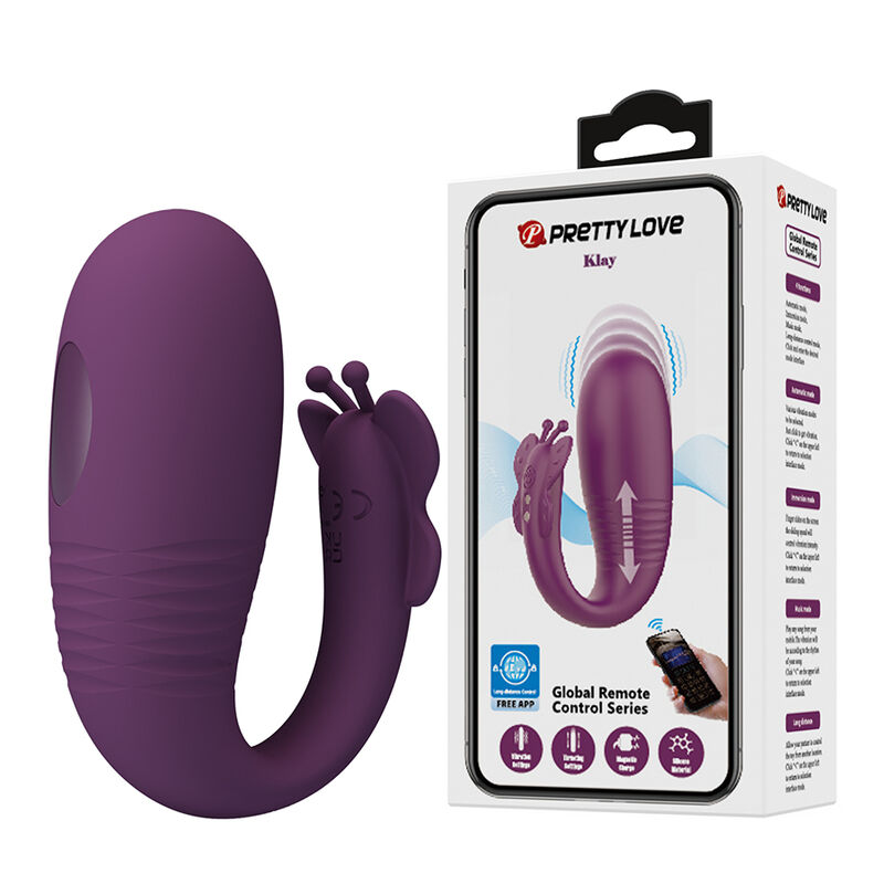Vibromasseur œuf va-et-vient Pretty Love Klay violet contrôlé par application, vue 2