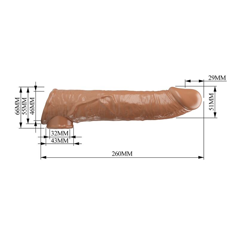 Manchon dextension de pénis ajustable Pretty Love 26 cm naturel, vue 9 sur 9