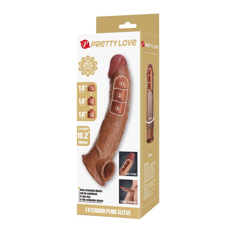 Manchon dextension de pénis ajustable Pretty Love 26 cm marron, vue 3 sur 9