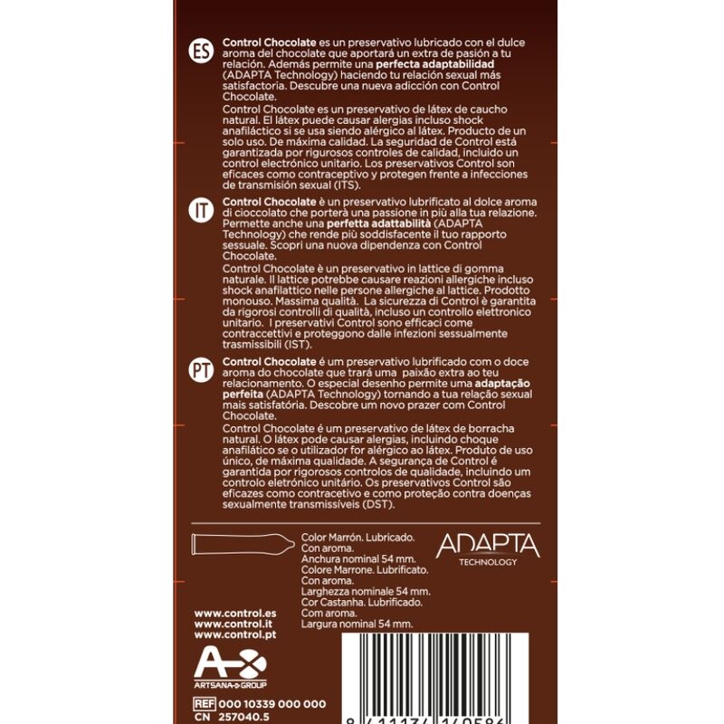 Préservatifs saveur chocolat Control Adapta 12 unités, vue 2 sur 2