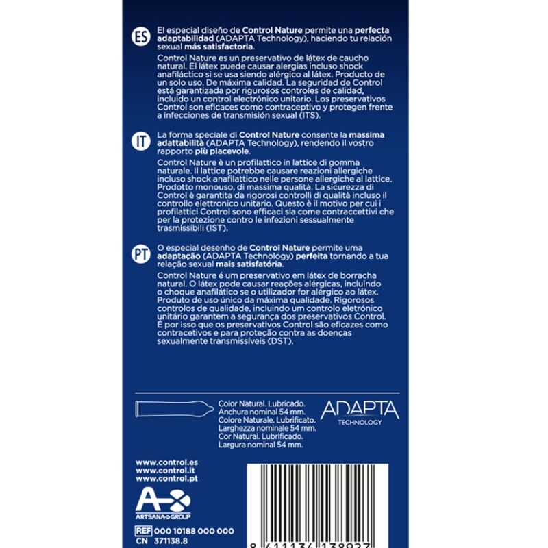 Préservatifs transparents Control Adapta Nature 6 unités, vue 2 sur 2