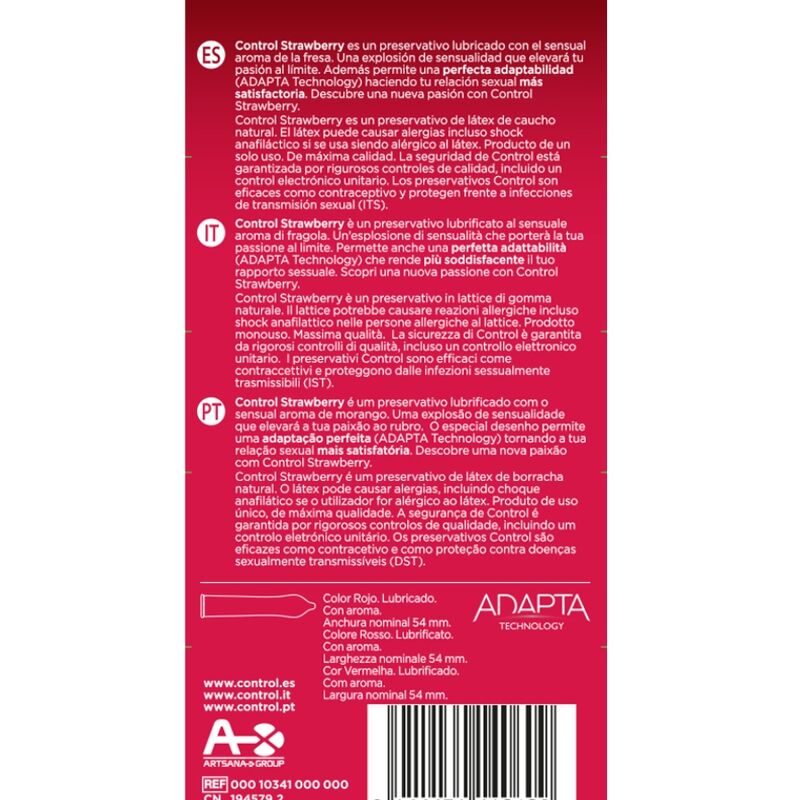 Préservatifs saveur fraise Control Adapta 12 unités, vue 2 sur 2